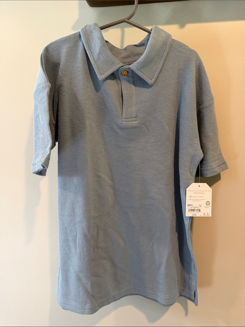Little Co. by Lauren Conrad 8 Gear Blue Organic Cotton Knit Short Sleeve Polo